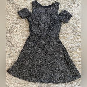 Aqua dress from Bloomingdales. Size medium. Sparkly silver and black.